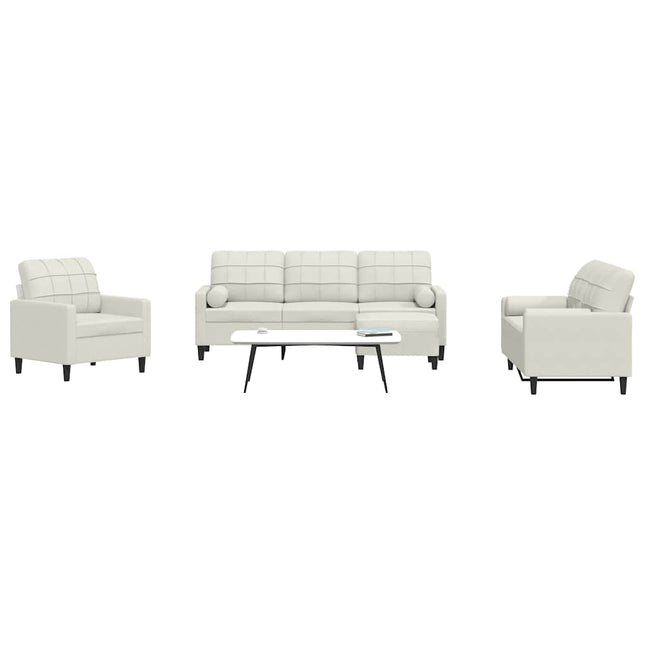 sofasæt 4 dele med hynder og bolsterpuder velour cremefarvet