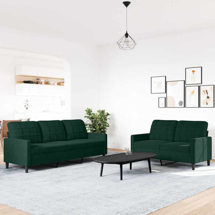 sofasæt 2 dele med hynder velour mørkegrøn
