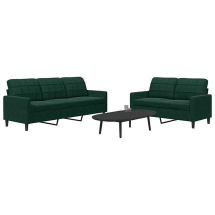 sofasæt 2 dele med hynder velour mørkegrøn