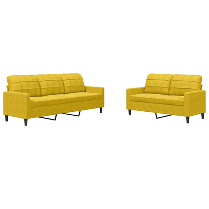 sofasæt 2 dele med hynder velour gul