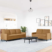 sofasæt 2 dele med hynder velour brun
