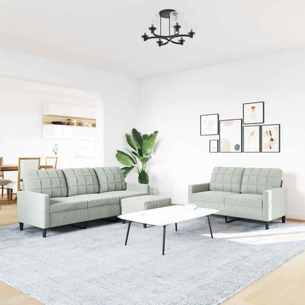 sofasæt 3 dele med hynder velour lysegrå