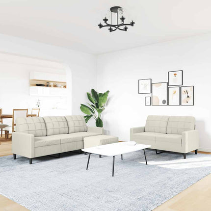 sofasæt 3 dele med hynder velour cremefarvet