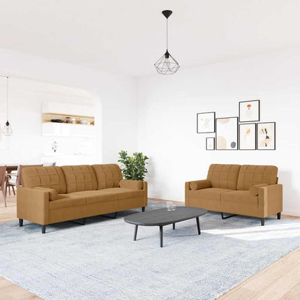 sofasæt 2 dele med hynder og bolsterpuder velour brun