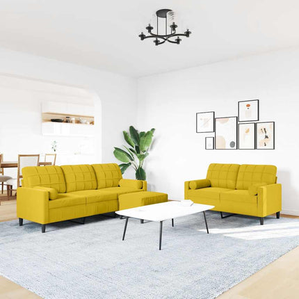 sofasæt 3 dele med hynder og bolsterpuder velour gul