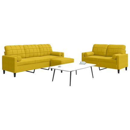 sofasæt 3 dele med hynder og bolsterpuder velour gul