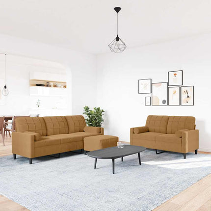 sofasæt 3 dele med hynder og bolsterpuder velour brun