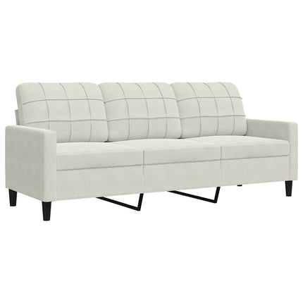 sofasæt 3 dele med hynder og bolsterpuder velour cremefarvet