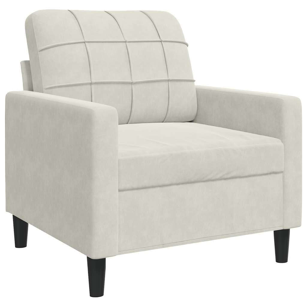 sofasæt 3 dele med hynder velour cremefarvet