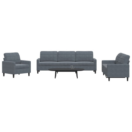 sofasæt 4 dele med hynder velour mørkegrå