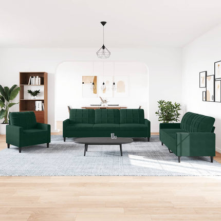 sofasæt 4 dele med hynder velour mørkegrøn