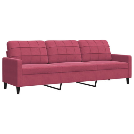 sofasæt 4 dele med hynder velour vinrød