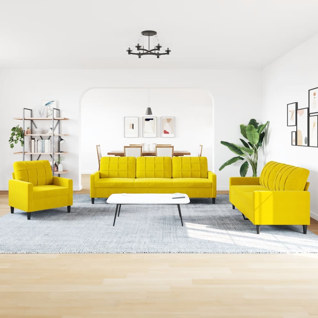 sofasæt 4 dele med hynder velour gul