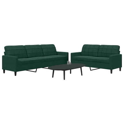 sofasæt 2 dele med hynder velour mørkegrøn