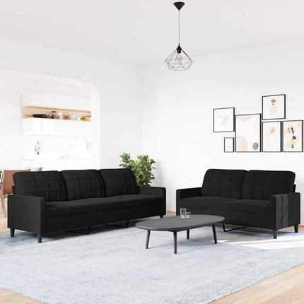 sofasæt 2 dele med hynder velour sort