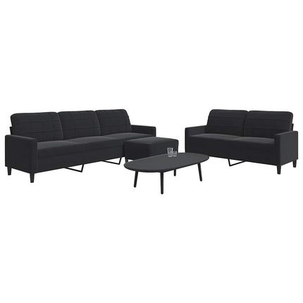 sofasæt 3 dele med hynder velour sort