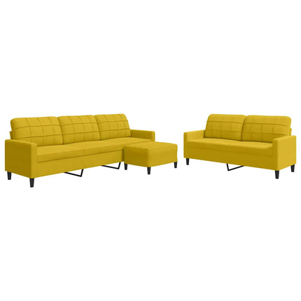 sofasæt 3 dele med hynder velour gul