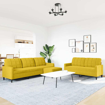 sofasæt 3 dele med hynder velour gul