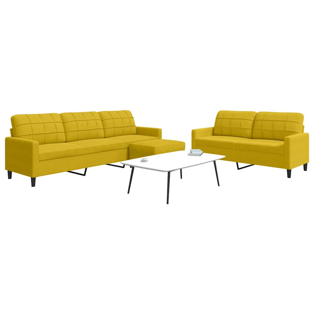 sofasæt 3 dele med hynder velour gul