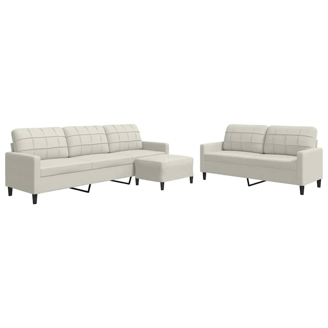 sofasæt 3 dele med hynder velour cremefarvet