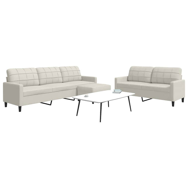 sofasæt 3 dele med hynder velour cremefarvet