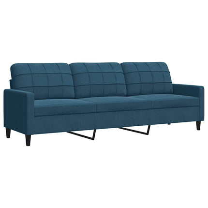 sofasæt 3 dele med hynder velour blå