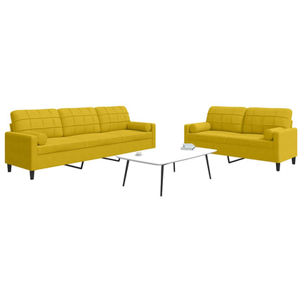 sofasæt 2 dele med hynder og bolsterpuder velour gul