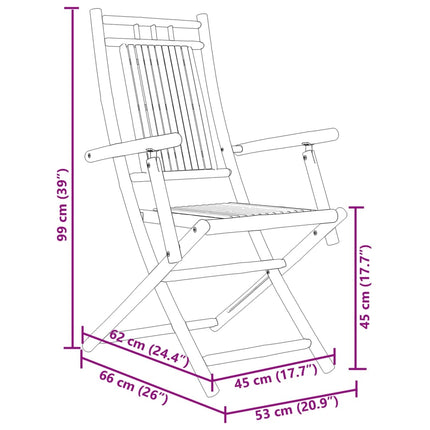 foldbare havestole 8 stk. 53x66x99 cm bambus