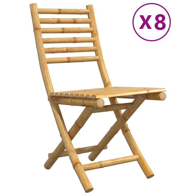 foldbare havestole 8 stk. 43x54x88 cm bambus