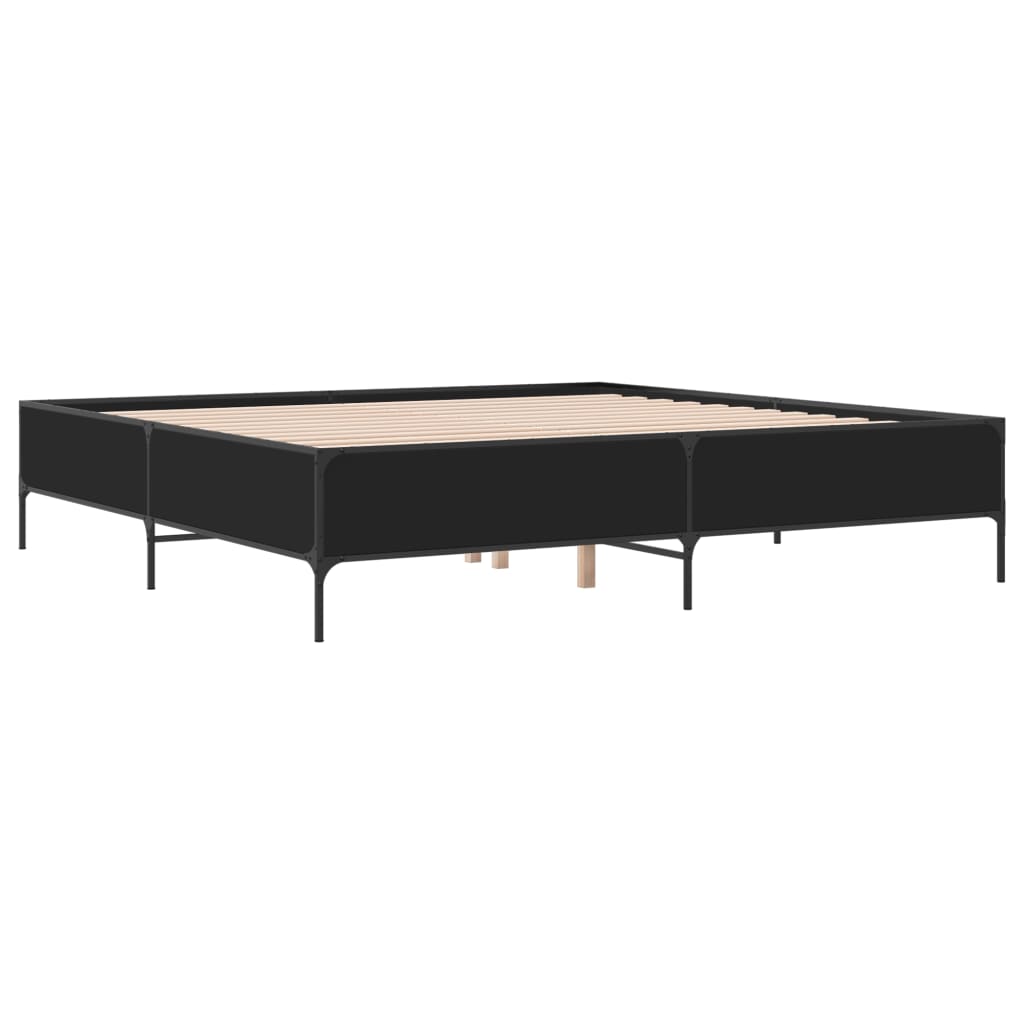 sengestel 200x200 cm konstrueret træ og metal sort
