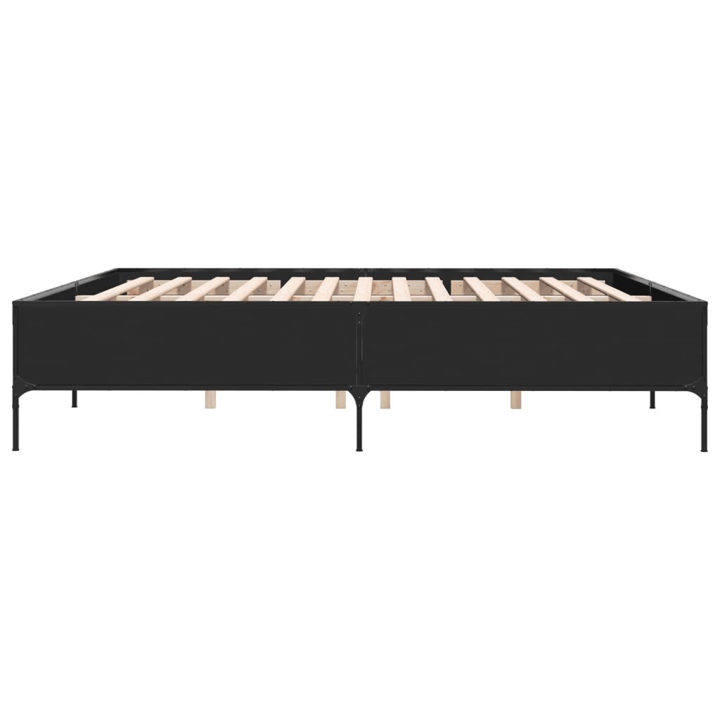 sengestel 200x200 cm konstrueret træ og metal sort