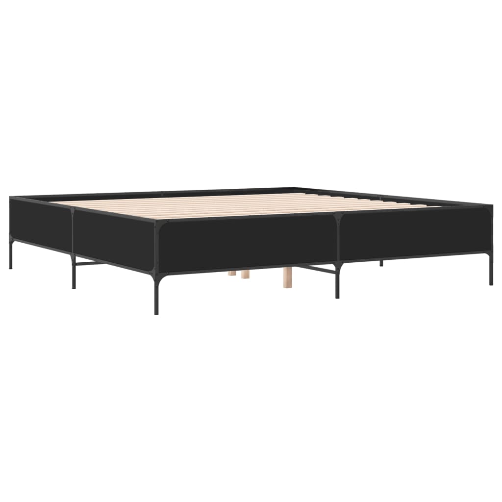 sengestel 200x200 cm konstrueret træ og metal sort