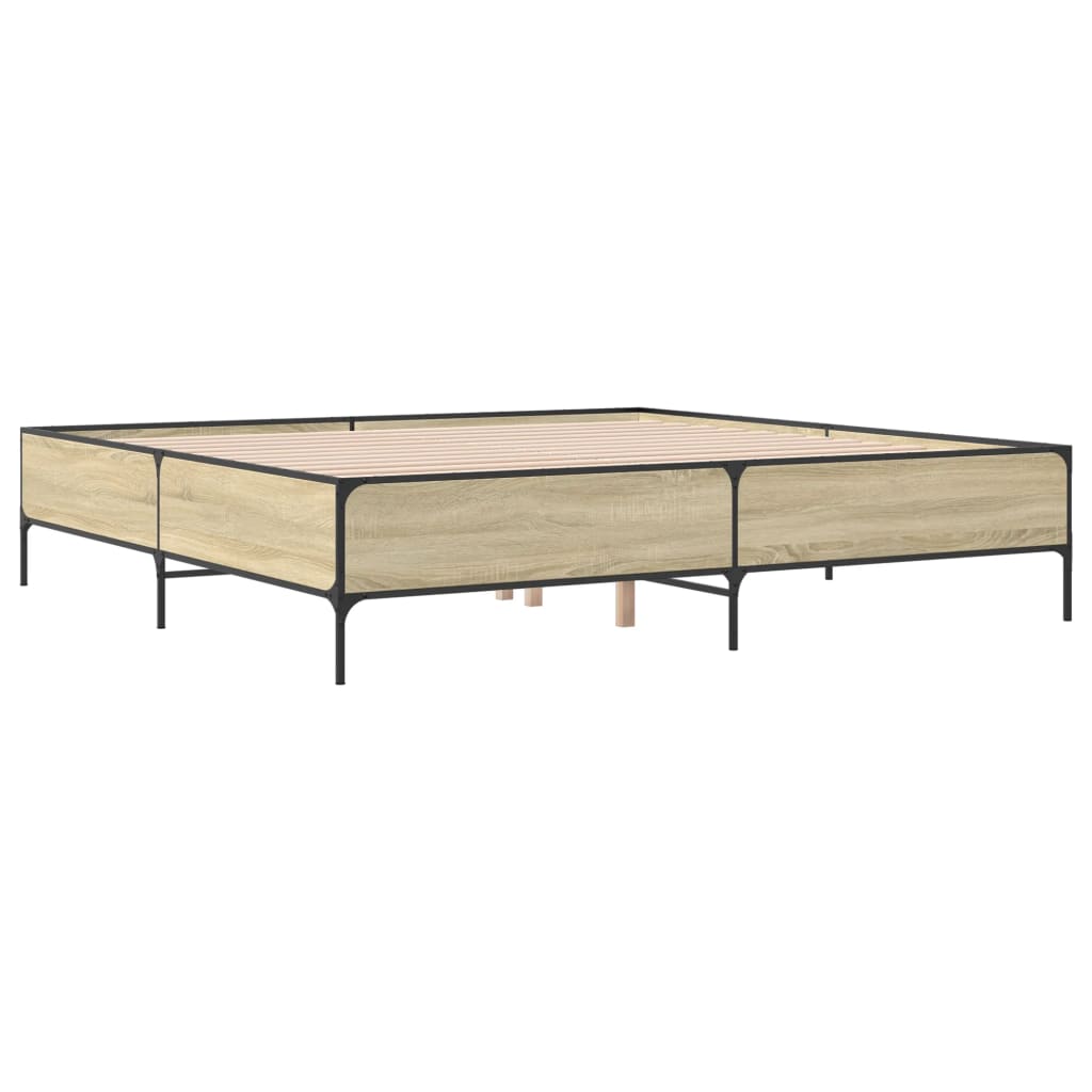 sengestel 200x200 cm konstrueret træ og metal sonoma-eg
