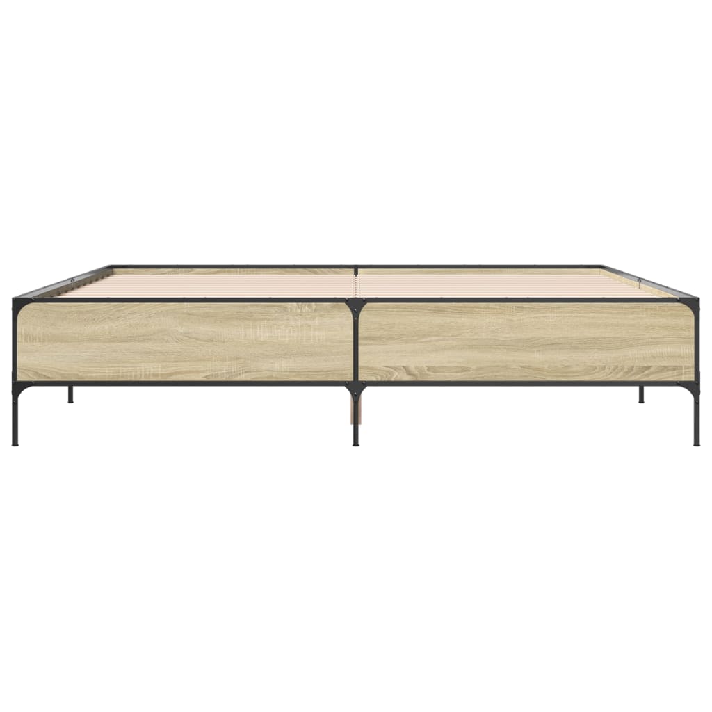 sengestel 200x200 cm konstrueret træ og metal sonoma-eg