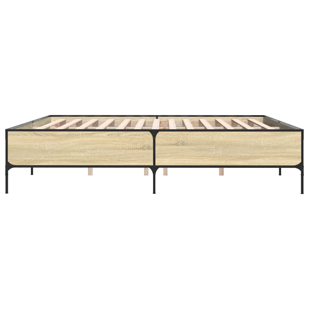sengestel 200x200 cm konstrueret træ og metal sonoma-eg