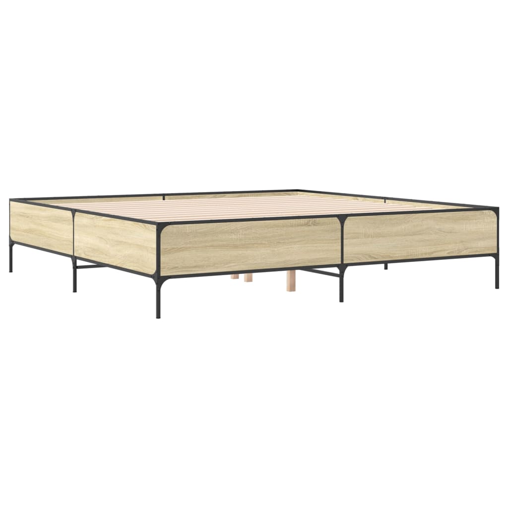 sengestel 200x200 cm konstrueret træ og metal sonoma-eg