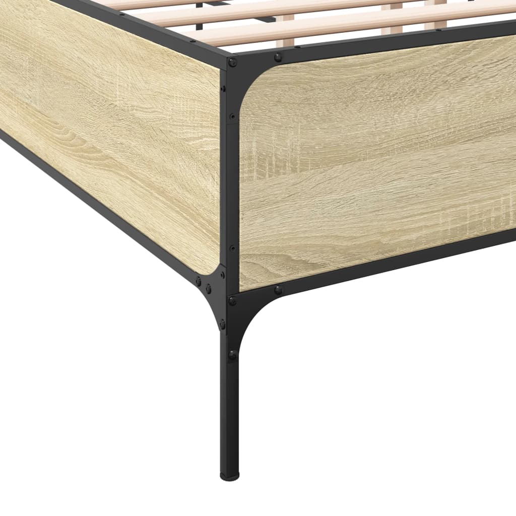 sengestel 200x200 cm konstrueret træ og metal sonoma-eg