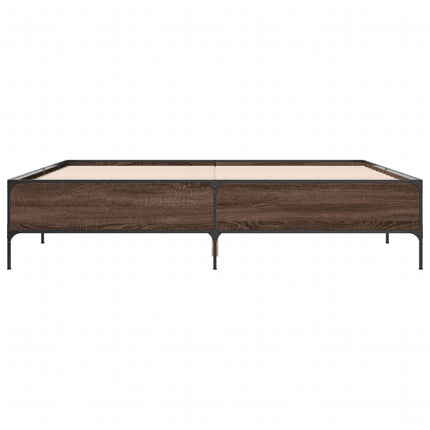 sengeramme 200x200 cm konstrueret træ og metal brun egetræ