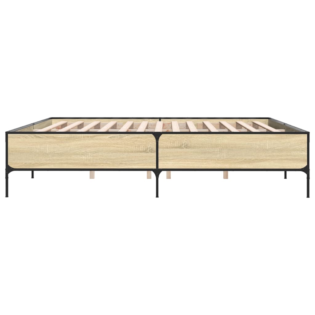 sengestel 180x200 cm konstrueret træ og metal sonoma-eg