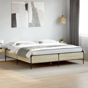 sengestel 180x200 cm konstrueret træ og metal sonoma-eg