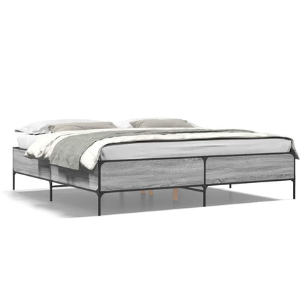 sengestel 180x200 cm konstrueret træ og metal grå sonoma-eg