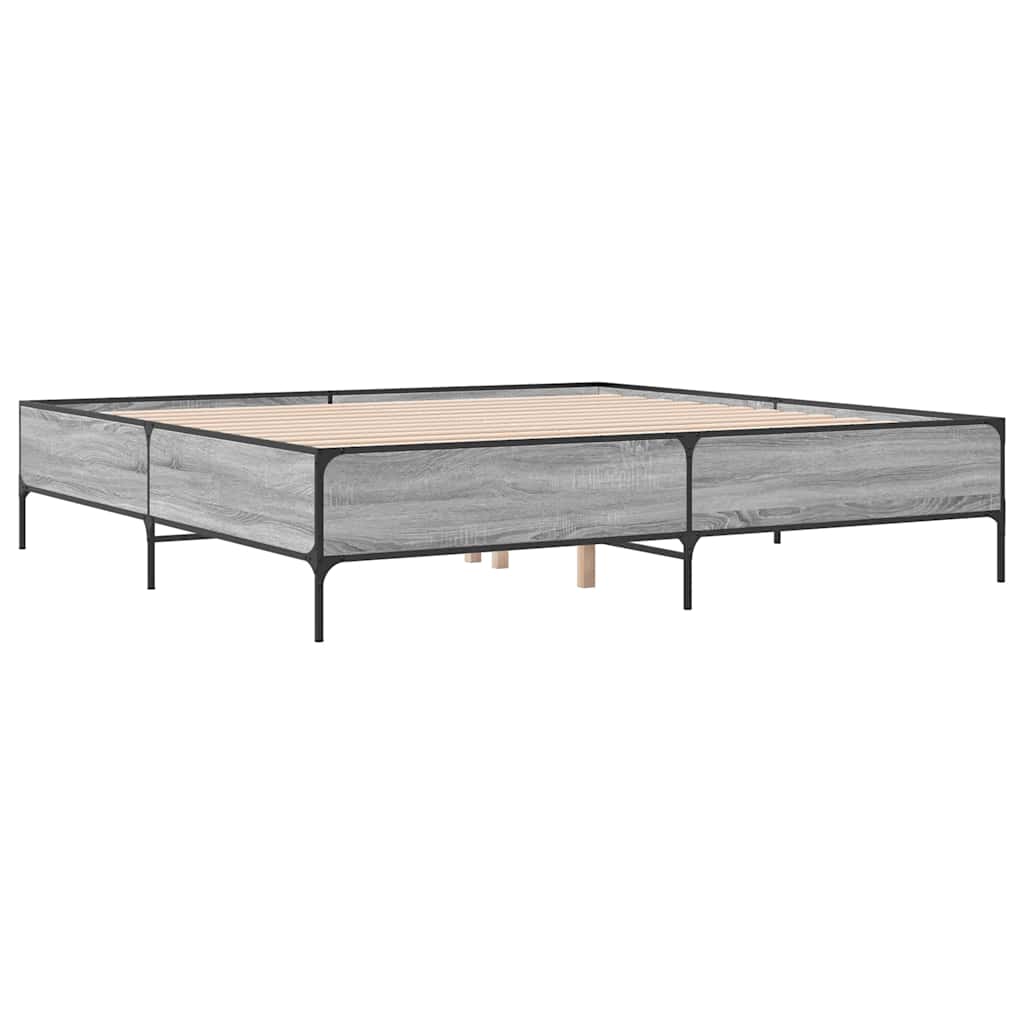 sengestel 180x200 cm konstrueret træ og metal grå sonoma-eg