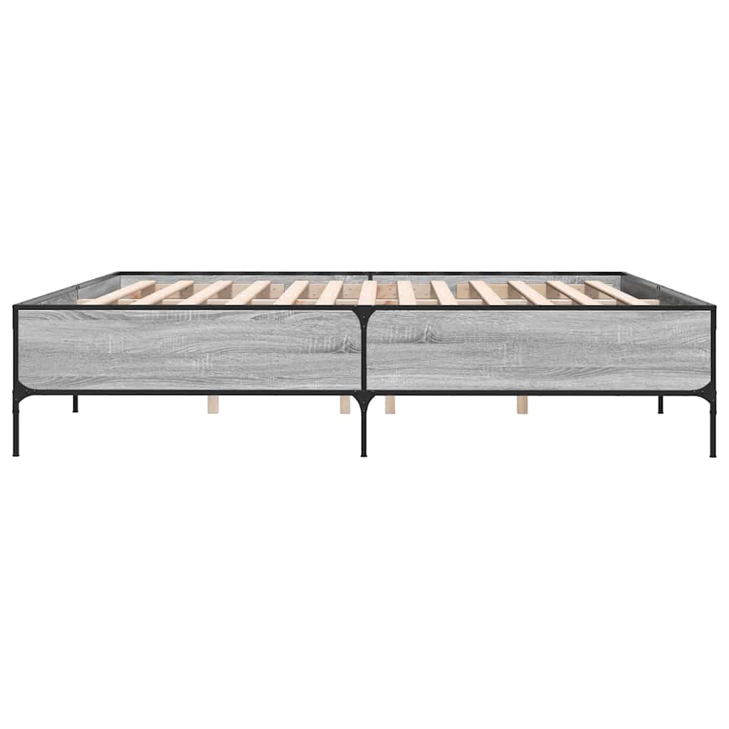 sengestel 180x200 cm konstrueret træ og metal grå sonoma-eg