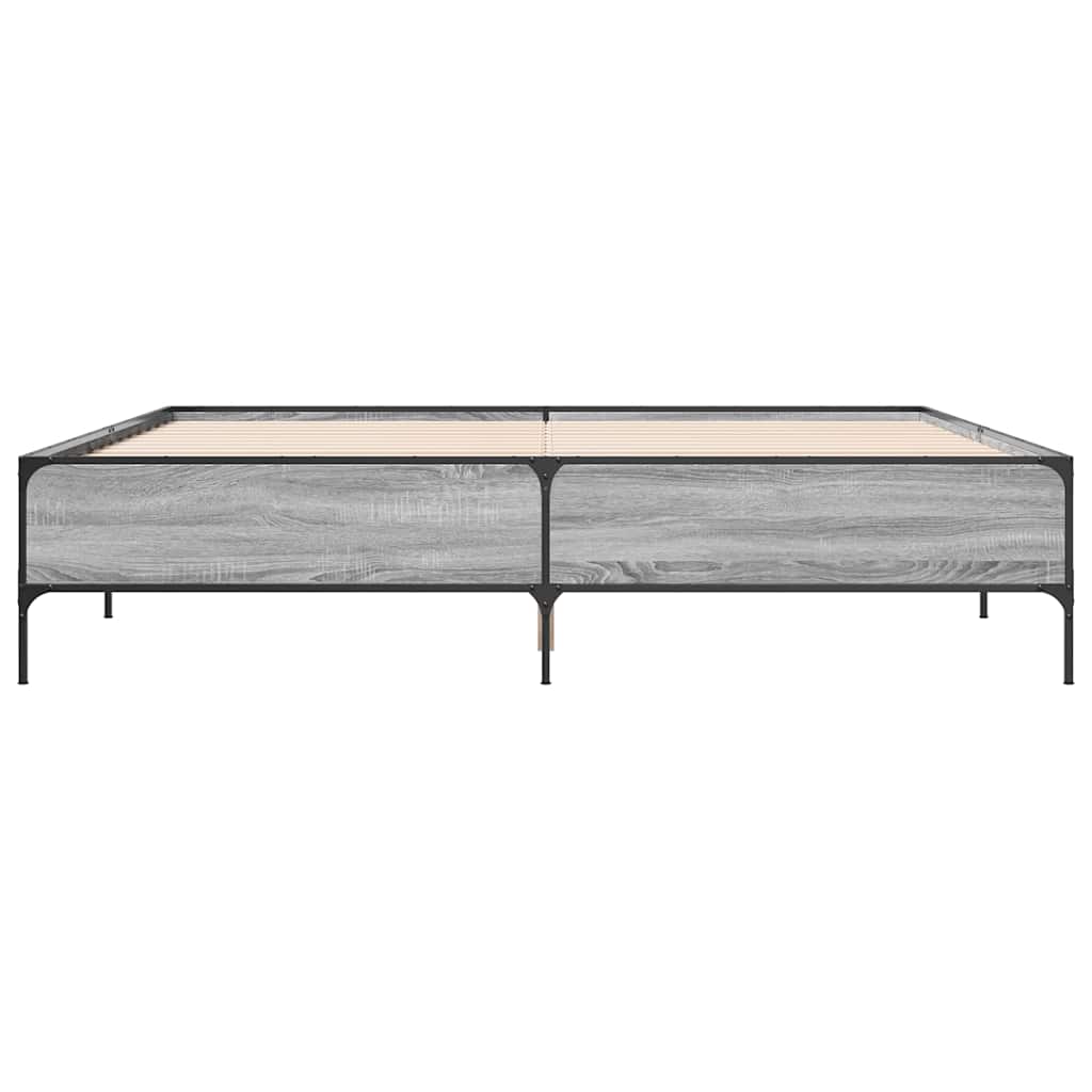 sengestel 180x200 cm konstrueret træ og metal grå sonoma-eg