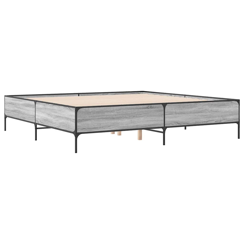 sengestel 180x200 cm konstrueret træ og metal grå sonoma-eg