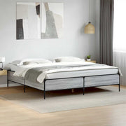 sengestel 180x200 cm konstrueret træ og metal grå sonoma-eg