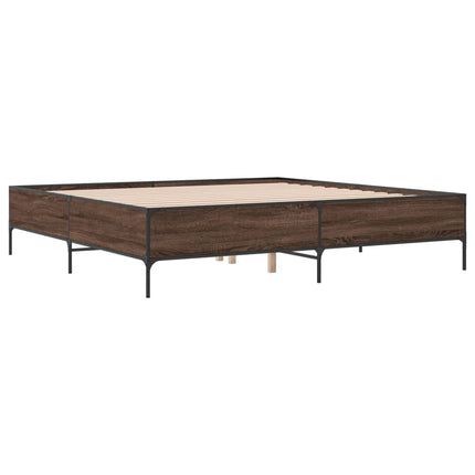sengestel 180x200 cm konstrueret træ og metal brun egetræ