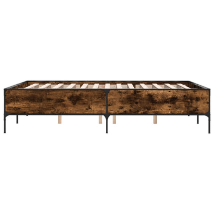 sengestel 160x200cm konstrueret træ og metal røget egetræsfarve