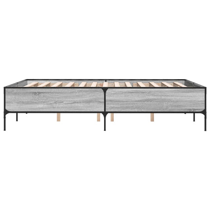 sengestel 160x200 cm konstrueret træ og metal grå sonoma-eg