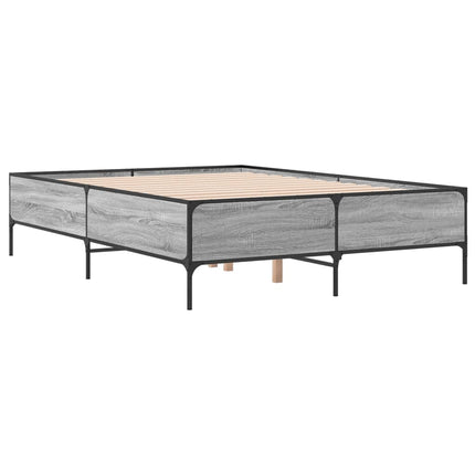 sengestel 160x200 cm konstrueret træ og metal grå sonoma-eg
